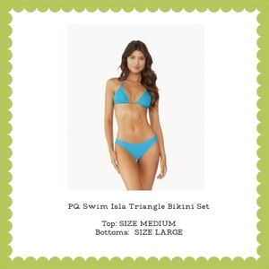 PQ Swim Blue Isla Triangle Bikini Set (Isla Top + Basic Ruched Bikini Bottoms)